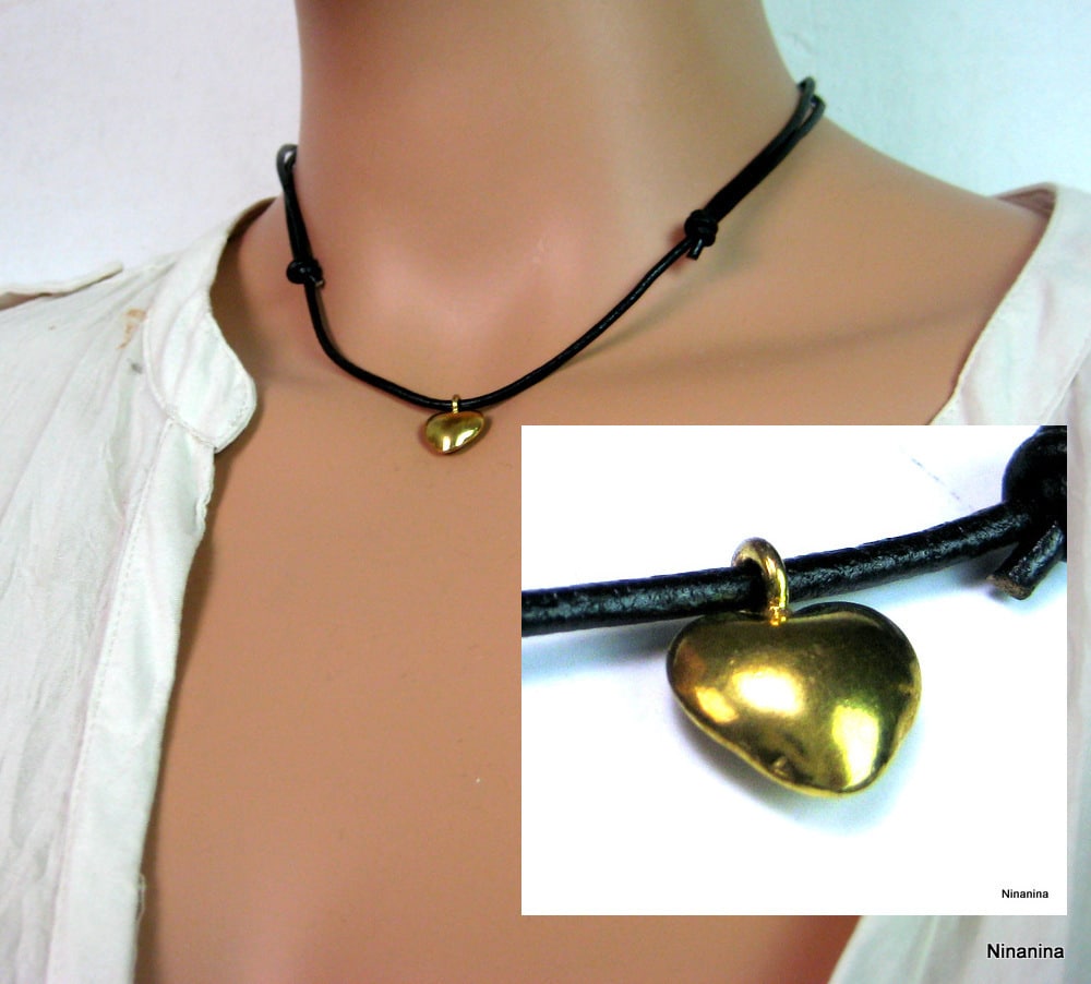 Collier cordon cuir Argent 925 massif Plaqué Or