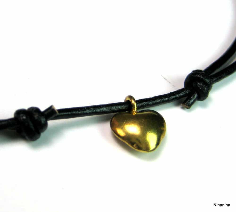 Collier cordon cuir Argent 925 massif Plaqué Or – Image 6