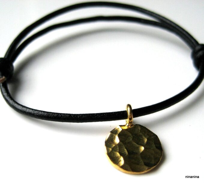 N2564b_bracelet_cuir_argent_massif_plaque_or