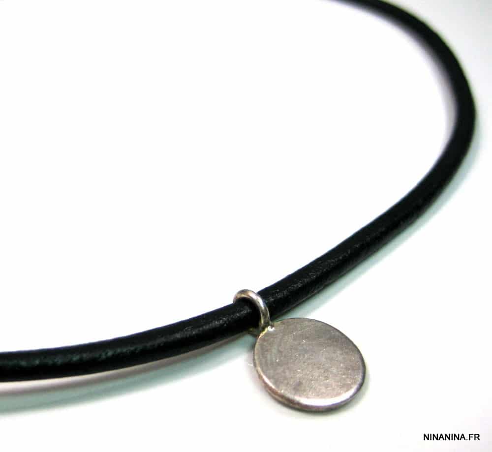 Tour de cou homme medaille argent 925 cordon cuir – Image 5