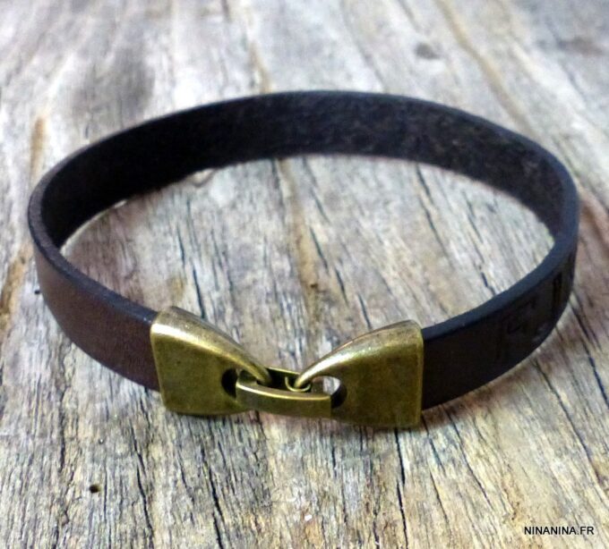 N2585A_Bracelet_homme_cuir_personnalise_prenom_fermoir_bronze_NINANINA