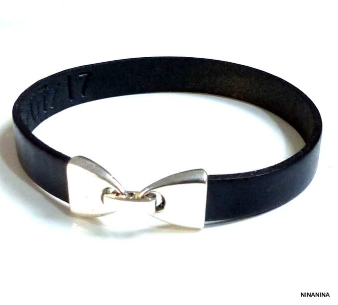 N2585b_bracelet_homme_cuir_personnalise_fermoir_metal_argente
