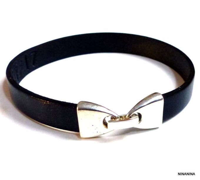 N2585d_bracelet_homme_cuir_personnalise_fermoir_metal_argente