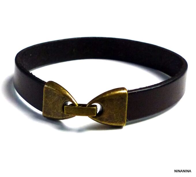 N2585terh_Bracelet_homme_cuir_personnalise_prenom_fermoir_bronze