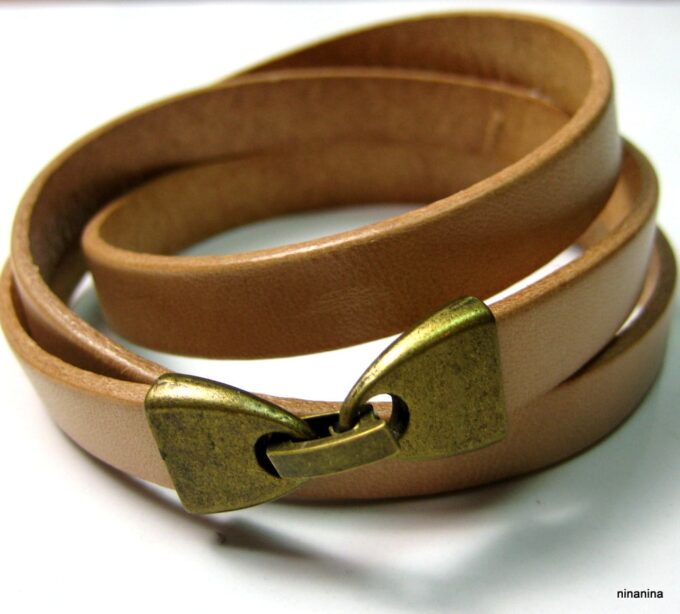 N2587terb_bracelet_homme_cuir_3_tours_et_metal_bronze