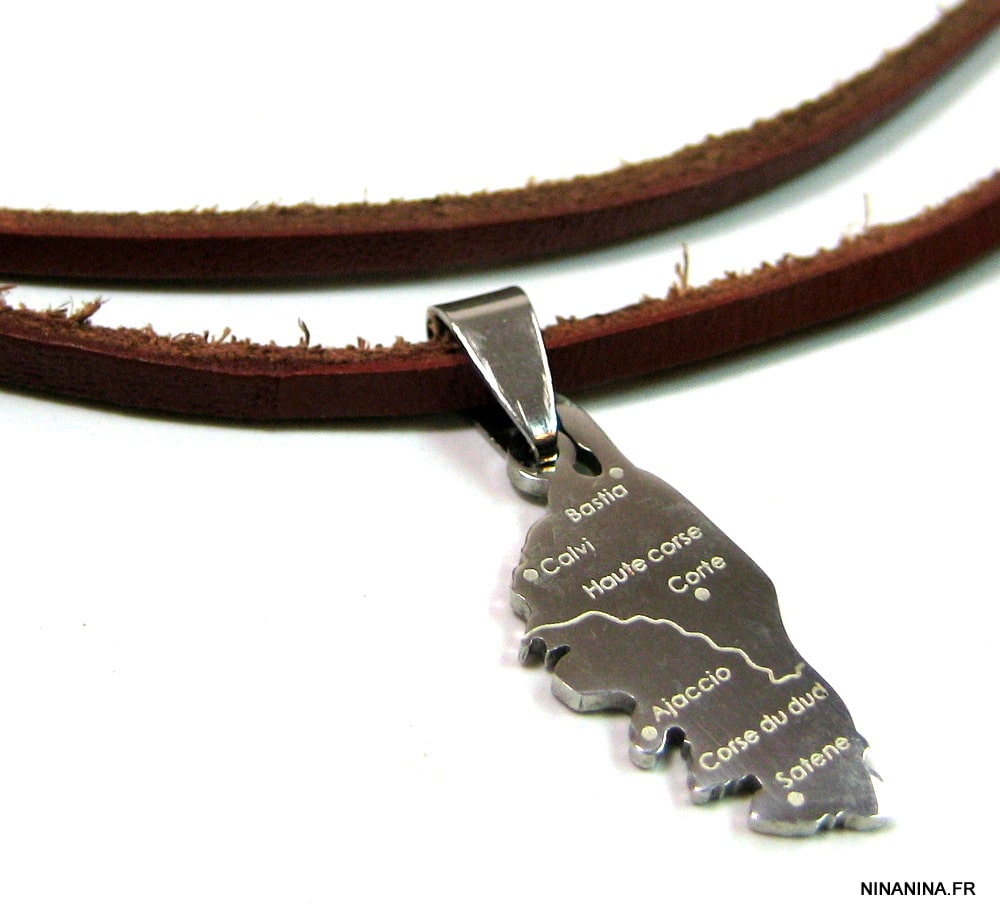 Collier cordon daim et CORSE acier inoxydable – Image 2