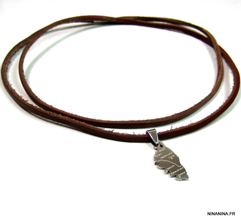 Collier cordon daim et CORSE acier inoxydable – Image 5