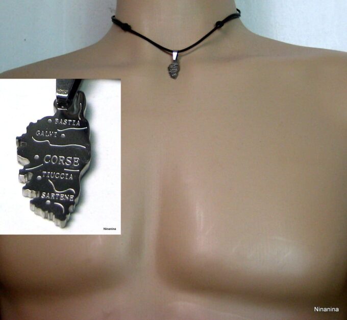 N2608terc_collier_cordon_cuir_CORSE_acier_inoxydable