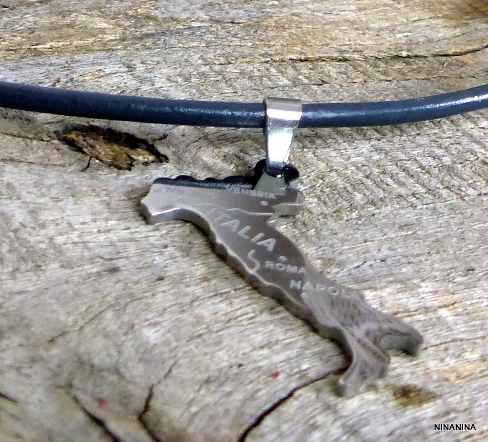 Collier homme cordon cuir ITALIE Acier argenté – Image 18