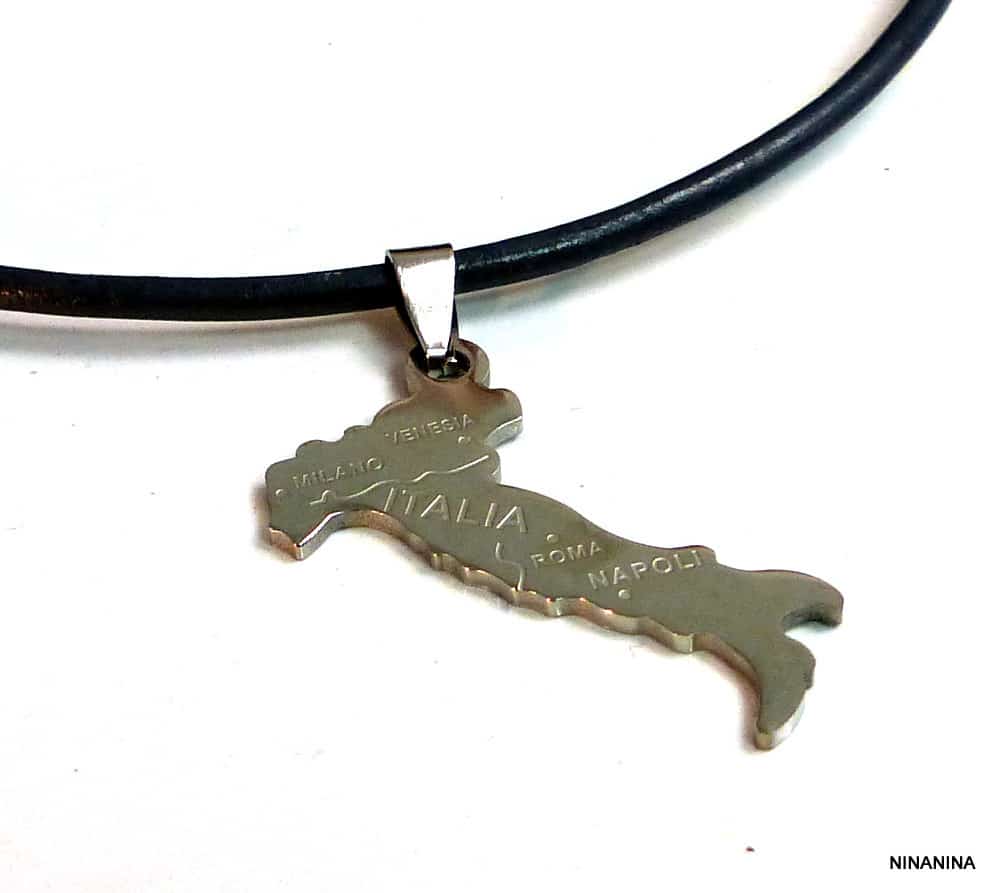 Collier homme cordon cuir ITALIE Acier argenté – Image 5