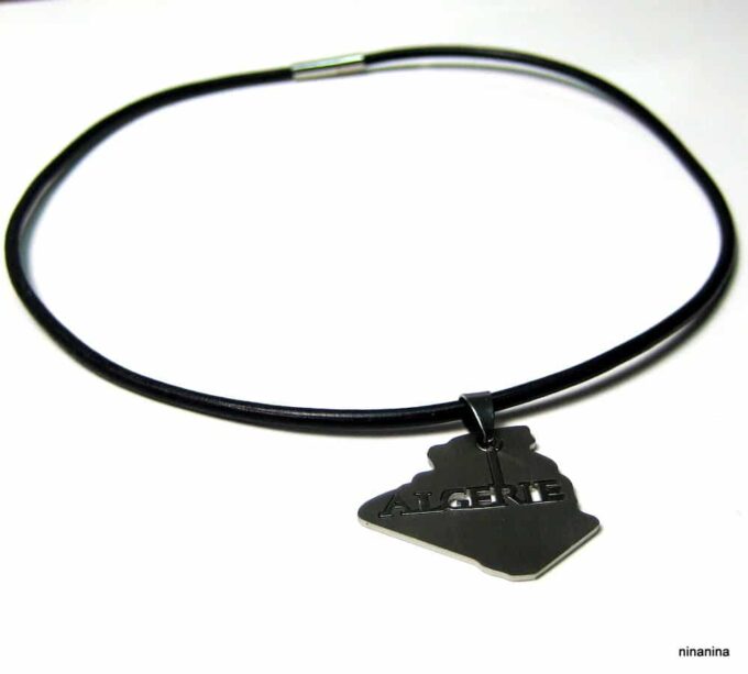 N2635terc_collier_cordon_cuir_ALGERIE_acier_inoxydable