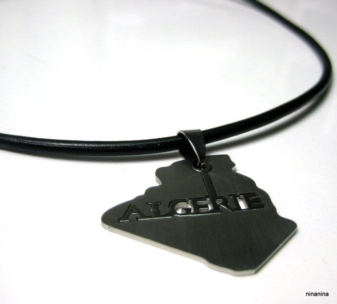 N2635terd_collier_cordon_cuir_ALGERIE_acier_inoxydable