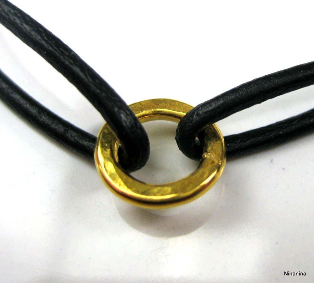 Bracelet Argent 925 massif Plaqué or Cordon Cuir – Image 12