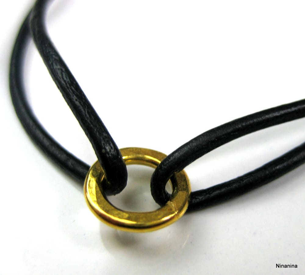 Bracelet Argent 925 massif Plaqué or Cordon Cuir – Image 16