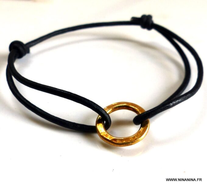 N2655b_Bracelet_cordon_cuir_argent_925_massif_plaque_or_-_Bijoux_Bracelets_en_ligne_Ninanina-1