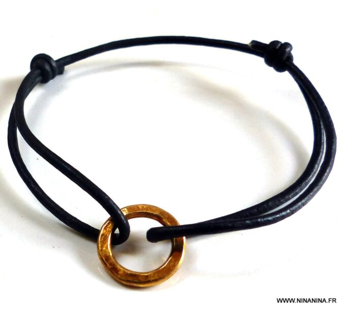 N2655f_Bracelet_cordon_cuir_argent_925_massif_plaque_or_-_Bijoux_Bracelets_en_ligne_Ninanina-1