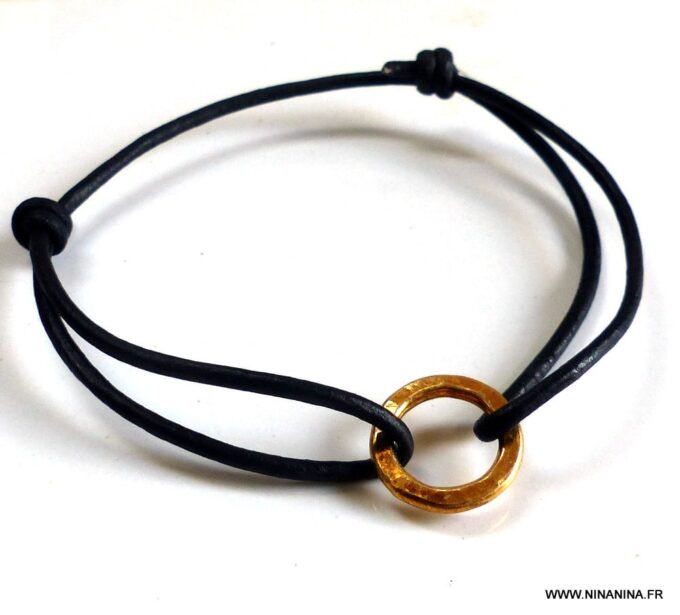 N2655i_Bracelet_cordon_cuir_argent_925_massif_plaque_or_-_Bijoux_Bracelets_en_ligne_Ninanina-1