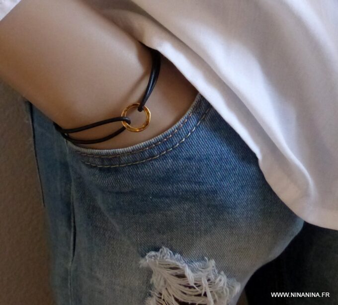 N2655j_Bracelet_cordon_cuir_argent_925_massif_plaque_or_-_Bijoux_Bracelets_en_ligne_Ninanina-1
