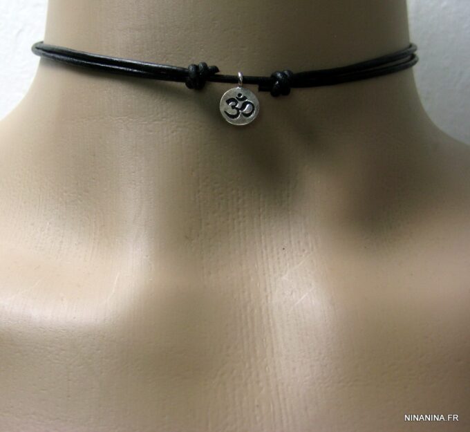 N2662terH_collier_homme_cordon_cuir_OHM_argent_massif