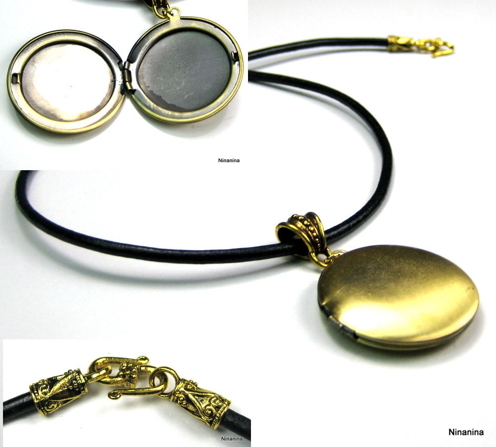 Collier cordon porte photo doré