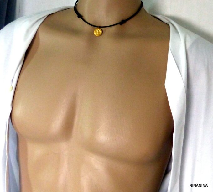 N2679b_collier_cordon_cuir_homme_pendentif_ohm_argent_massif_plaque_or-1