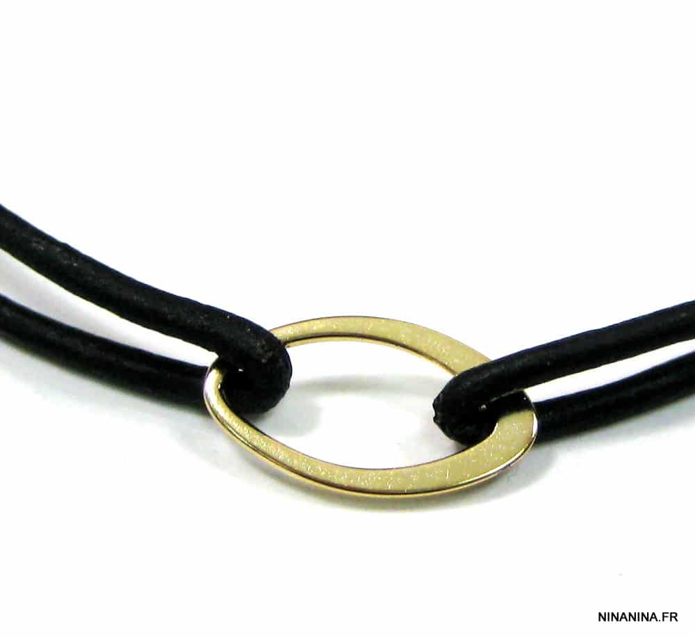 Bracelet cuir et or homme ou femme sur Argent 925 – Image 10