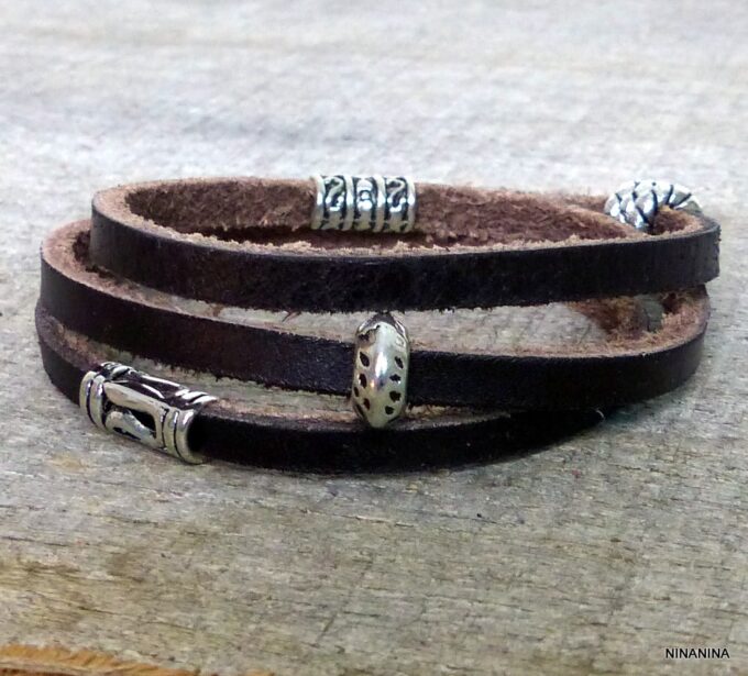 N2708terb_Bracelet_homme_cuir_3_tours_acier_inoxydable