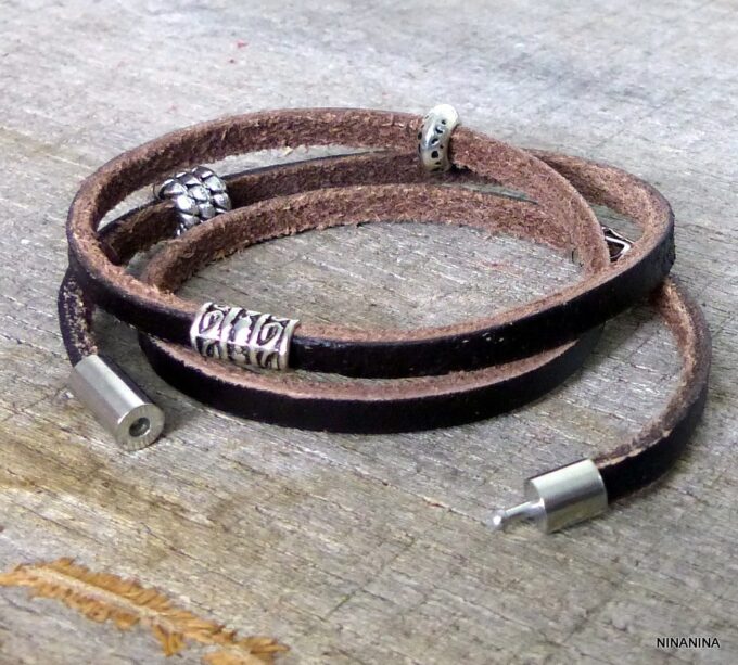 N2708terd_Bracelet_homme_cuir_3_tours_acier_inoxydable