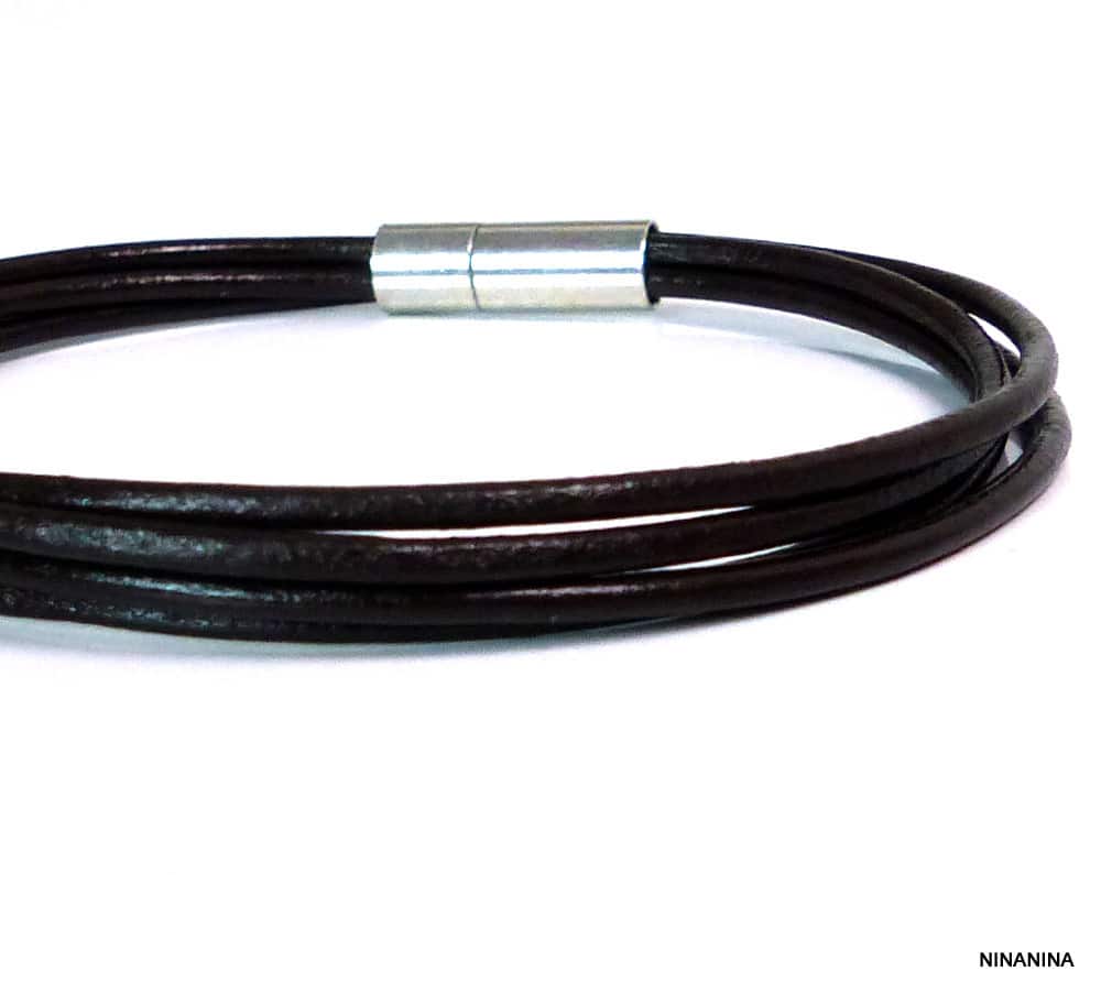 Bracelet cuir et acier homme ou femme 4 rangs – Image 11