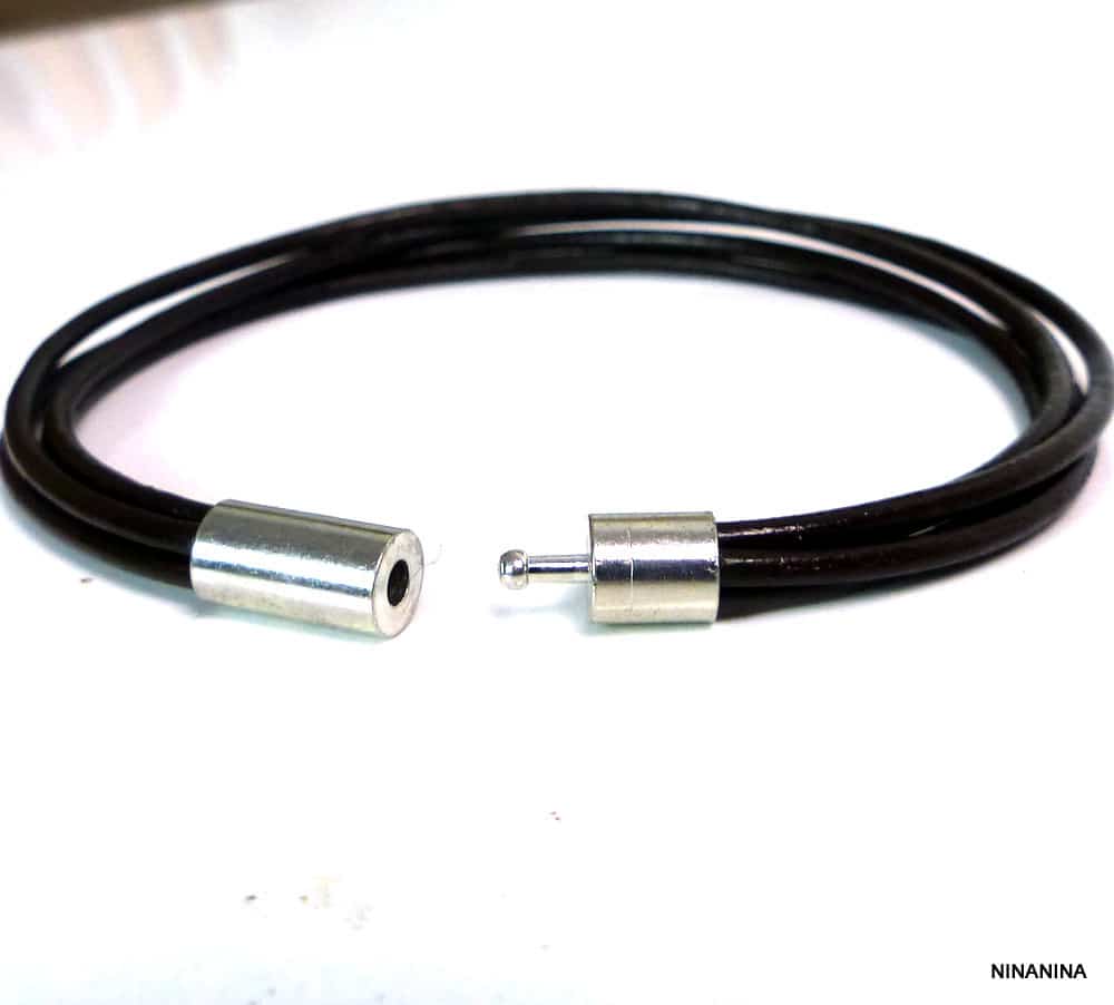 Bracelet cuir et acier homme ou femme 4 rangs – Image 13
