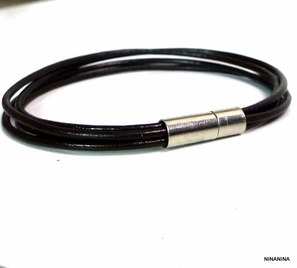 Bracelet cuir et acier homme ou femme 4 rangs – Image 15