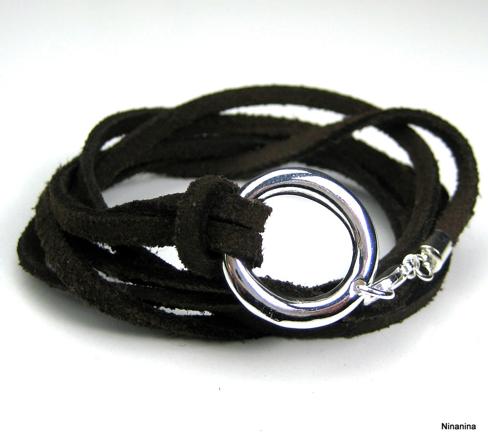 Bracelet wrap cordon et anneau plaqué Argent – Image 14