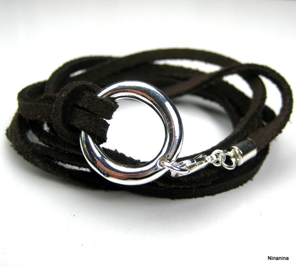 Bracelet wrap cordon et anneau plaqué Argent – Image 15