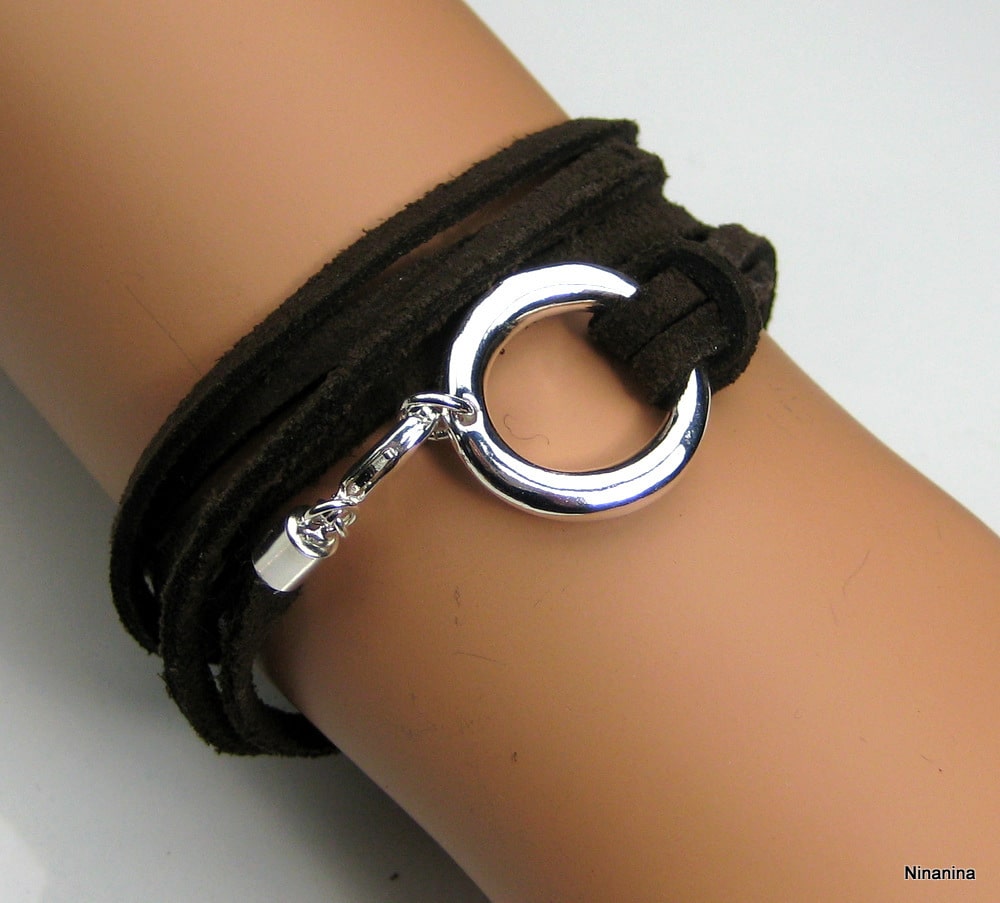 Bracelet wrap cordon et anneau plaqué Argent – Image 16