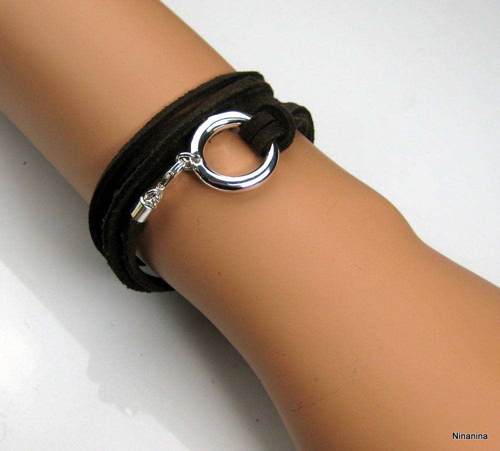 Bracelet wrap cordon et anneau plaqué Argent – Image 22