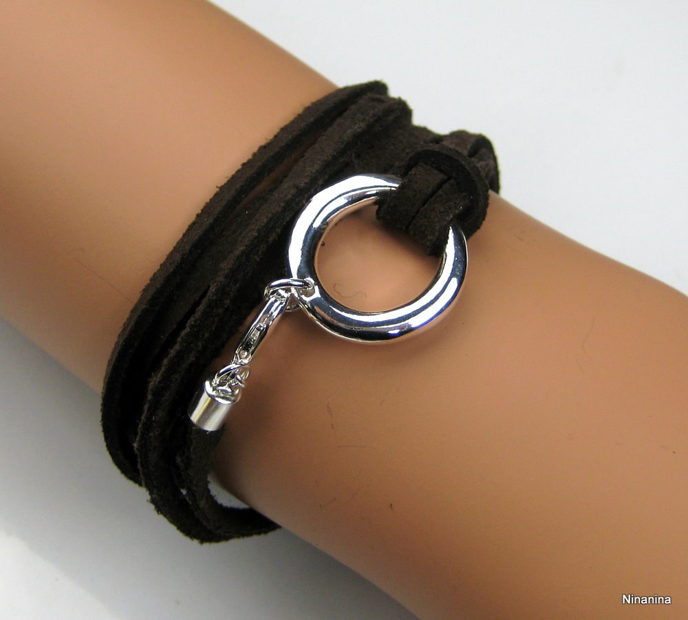 Bracelet wrap cordon et anneau plaqué Argent – Image 17