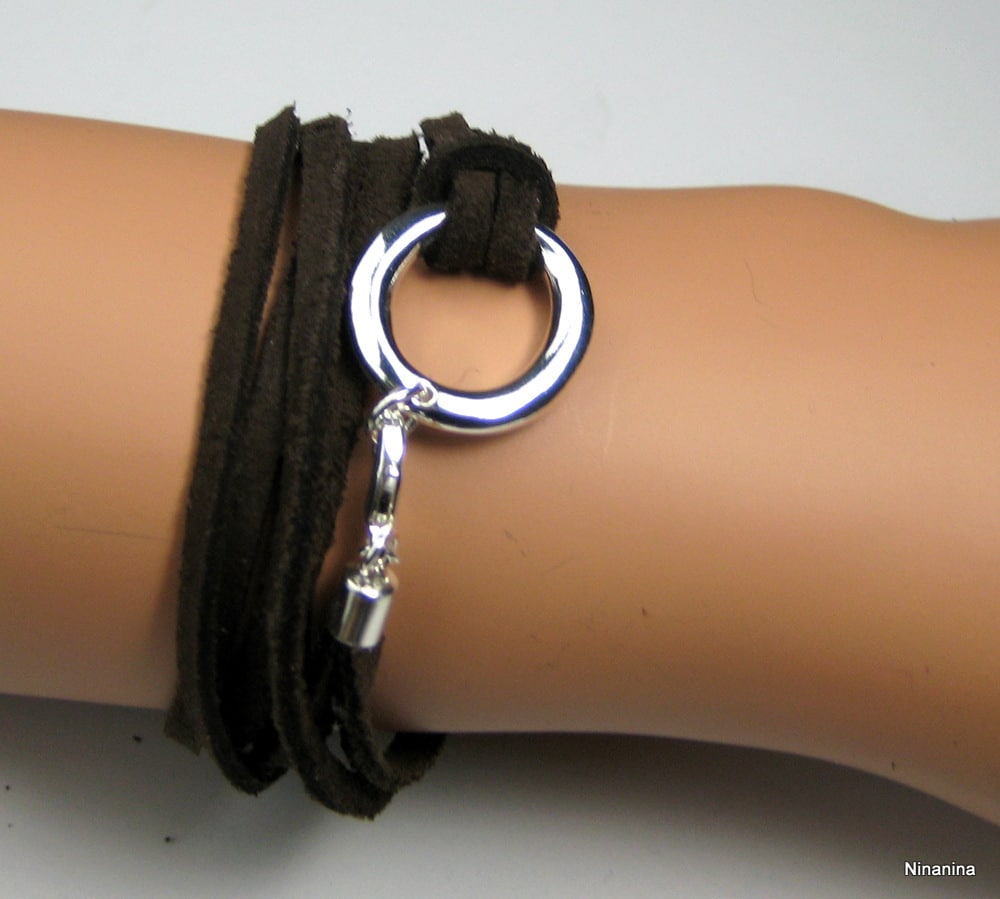 Bracelet wrap cordon et anneau plaqué Argent – Image 18