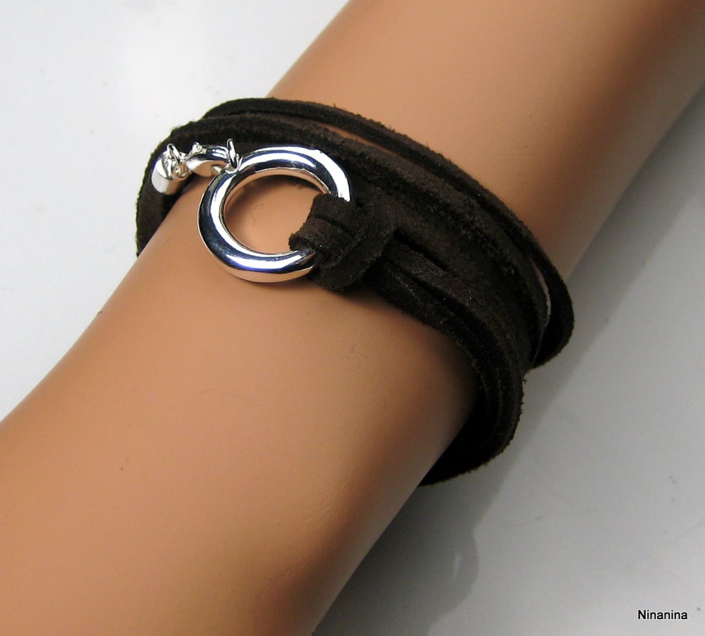 Bracelet wrap cordon et anneau plaqué Argent – Image 26