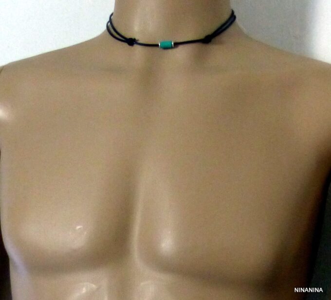 N2750e_Collier_homme_cordon_cuir_argent_massif_perle_tube_bois_turquoise