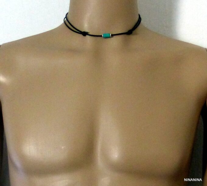 N2750j_Collier_homme_cordon_cuir_argent_massif_perle_tube_bois_turquoise