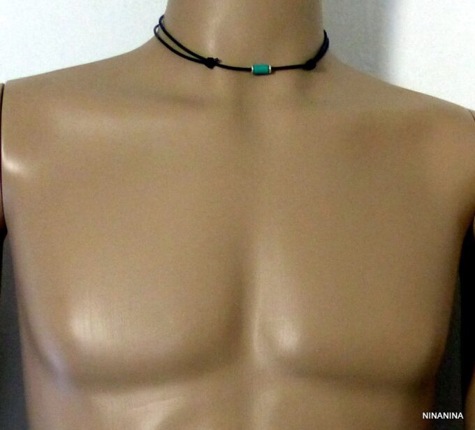 N2750l_Collier_homme_cordon_cuir_argent_massif_perle_tube_bois_turquoise