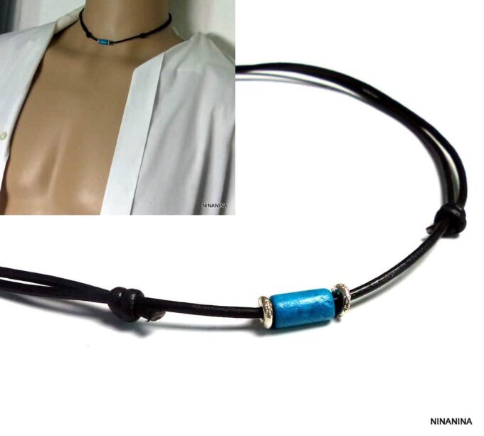 N2750ter_collier_homme_cordon_cuir_argent_massif_perle_bois_turquoise