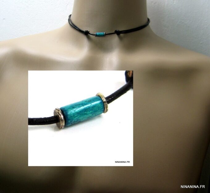 N2750terc_collier_cordon_cuir_argent_massif_bois_turquoise