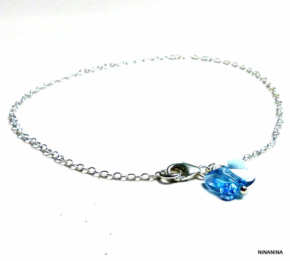 Chaine de cheville swarovski argent 925 massif papillon – Image 28