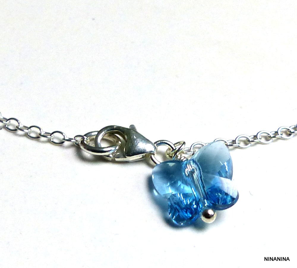 Chaine de cheville swarovski argent 925 massif papillon – Image 44