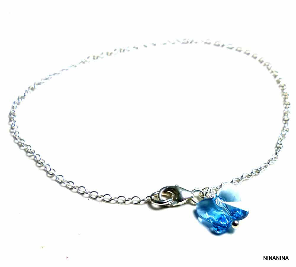 Chaine de cheville swarovski argent 925 massif papillon – Image 11