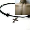 N2764terc_collier_cordon_cuir_croix_argent_massif