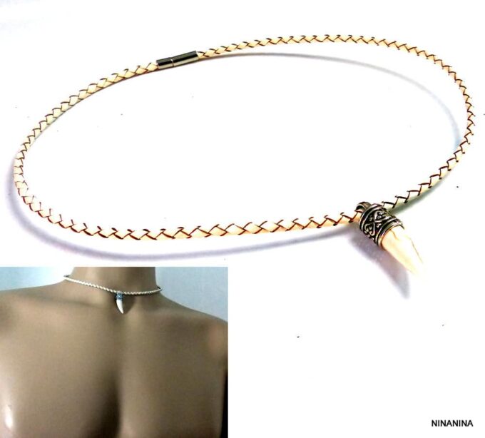 N2765tera_Collier_homme_cordon_cuir_tresse_dent_de_tigre-1