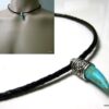 N2765terc_collier_homme_cordon_cuir_tresse_et_corne_turquoise-1