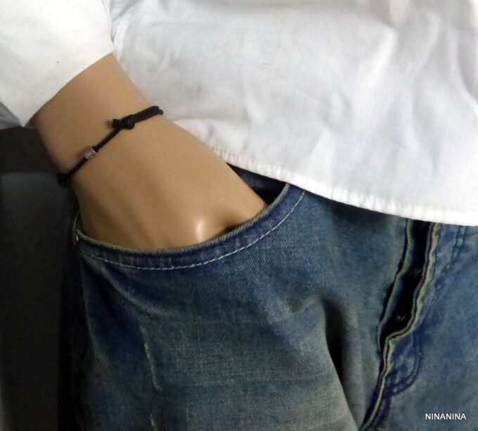 N2776c_Bracelet_homme_cordon_cuir_perle_tube_argent_925_massif